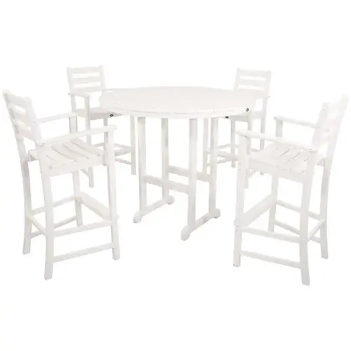 Trex Outdoor Furniture TXS119-1-CW Monterey Bay Classic White Plastic Outdoor Patio Bar Height Dining Set