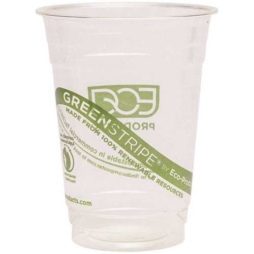 Eco-Products, Inc EP-CC16-GS 16 oz. Green Stripe Renewable and Compostable Cold Cup Clear - pack of 1000