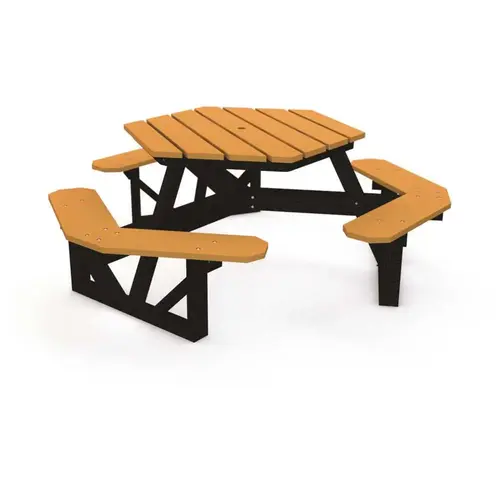 Hex 6 ft. Cedar Recycled Plastic Picnic Table Yellow/Gold