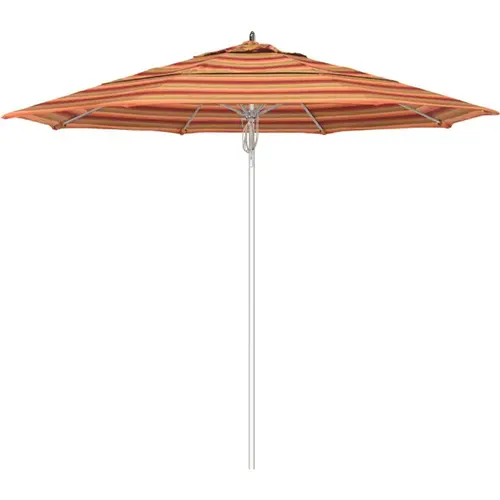 11 ft. Silver Aluminum Commercial Market Patio Umbrella Fiberglass Ribs and Pulley lift in Astoria Sunset Sunbrella