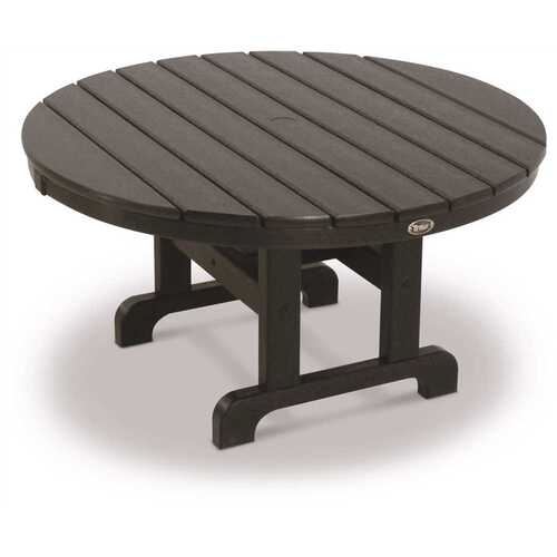 Trex Outdoor Furniture TXRCT236CB Cape Cod 36 in. Charcoal Black Round Plastic Outdoor Patio Coffee Table