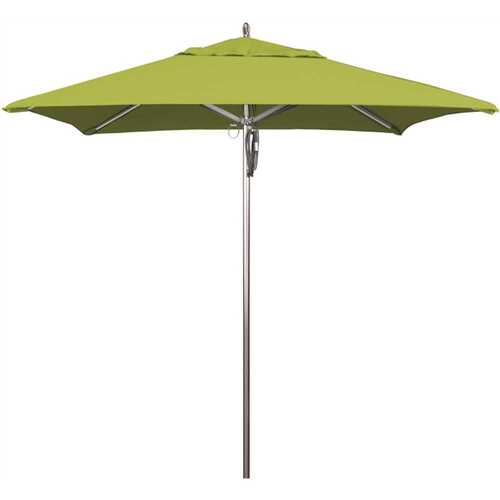 California Umbrella 194061507568 7.5 ft. Square Silver Aluminum Commercial Market Patio Umbrella with Pulley Lift in Macaw Sunbrella