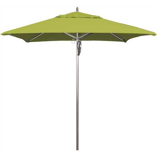 7.5 ft. Square Silver Aluminum Commercial Market Patio Umbrella with Pulley Lift in Macaw Sunbrella