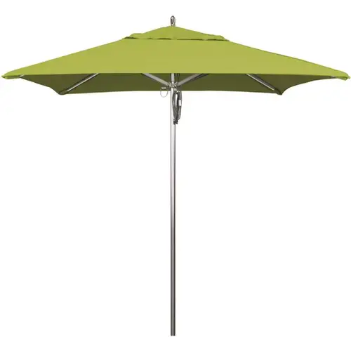 California Umbrella 194061507568 7.5 ft. Square Silver Aluminum Commercial Market Patio Umbrella with Pulley Lift in Macaw Sunbrella