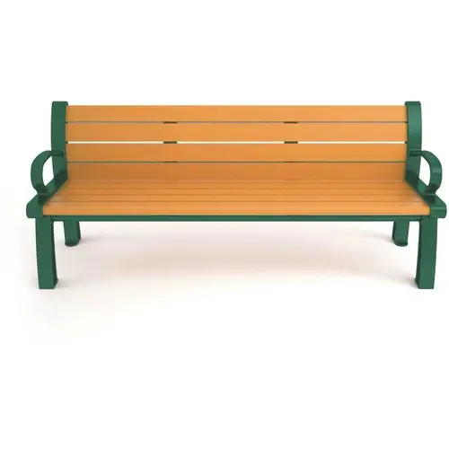 Heritage 6 ft. Cedar Planks with Green Frame Recycled Plastic Bench Yellow/Gold