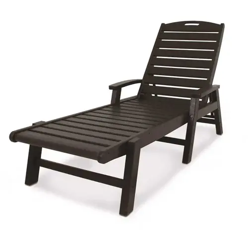 Yacht Club Charcoal Black Plastic Outdoor Patio Stackable Chaise Lounge Chair