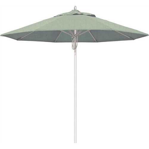 9 ft. Silver Aluminum Commercial Fiberglass Ribs Market Patio Umbrella and Pulley Lift in Spa Sunbrella