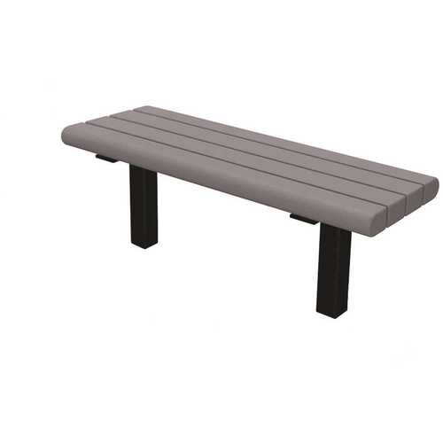 Creekside 4 ft. Gray In-Ground Mount Recycled Plastic Bench Grey