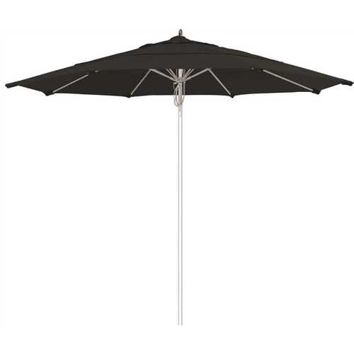 California Umbrella 194061508152 11 ft. Silver Aluminum Commercial Market Patio Umbrella Fiberglass Ribs and Pulley Lift in Black Sunbrella