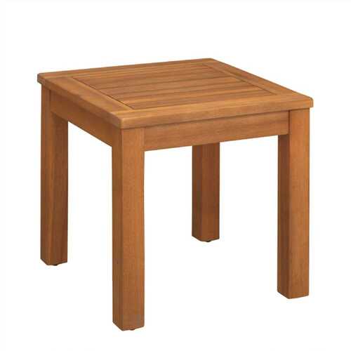 Patio Sense 63407 Lio Oslo Natural Stain Square Solid Wood Outdoor Side Table