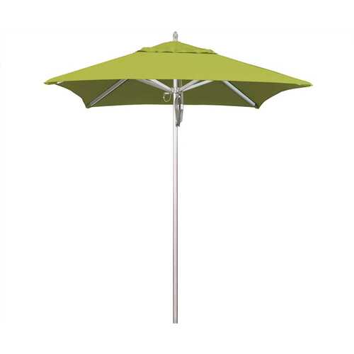 6 ft. Silver Aluminum Commercial Market Patio Umbrella with Pulley Lift in Macaw Sunbrella