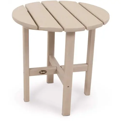 Trex Outdoor Furniture TXRST18SC Cape Cod 18 in. Sand Castle Round Plastic Outdoor Patio Side Table