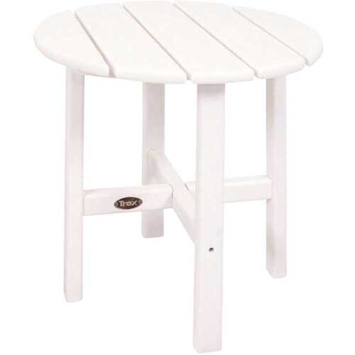 Trex Outdoor Furniture TXRST18CW Cape Cod 18 in. Classic White Round Plastic Outdoor Patio Side Table