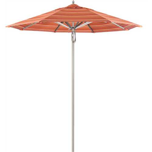 California Umbrella 194061507872 7.5 ft. Silver Aluminum Commercial Market Patio Umbrella with Pulley Lift in Dolce Mango Sunbrella