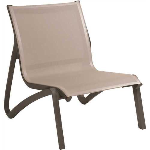 Grosfillex US001288 Sunset Volcanic Black Conversational Resin Sling Stacking Outdoor Lounge Chair in Gray