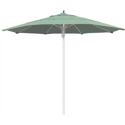 California Umbrella 194061508176 11 ft. Silver Aluminum Commercial Fiberglass Ribs Market Patio Umbrella and Pulley Lift in Spa Sunbrella