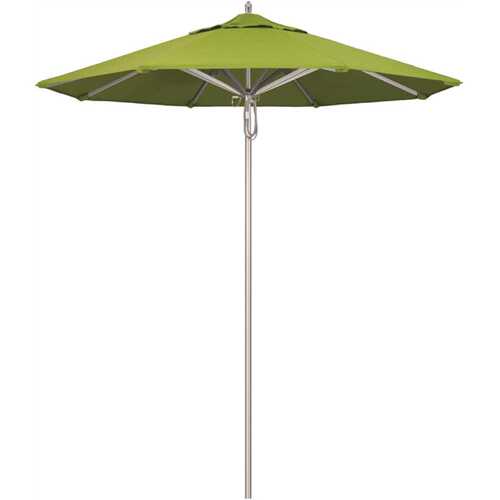 California Umbrella 194061507773 7.5 ft. Silver Aluminum Commercial Market Patio Umbrella with Pulley Lift in Macaw Sunbrella