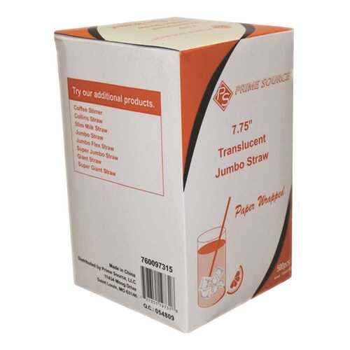 Prime Source 76009731 7.75 in. Wrapped Jumbo Straw