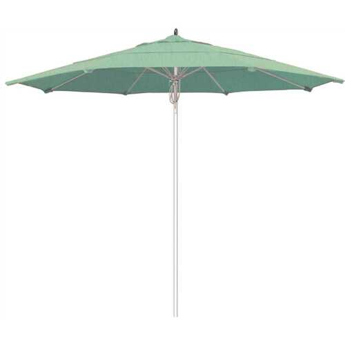 11 ft. Silver Aluminum Commercial Market Patio Umbrella Fiberglass Ribs and Pulley lift in Spectrum Mist Sunbrella