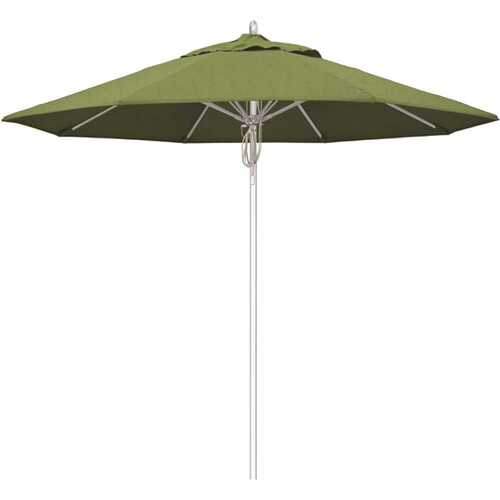 9 ft. Silver Aluminum Commercial Fiberglass Ribs Market Patio Umbrella and Pulley Lift in Spectrum Cilantro Sunbrella