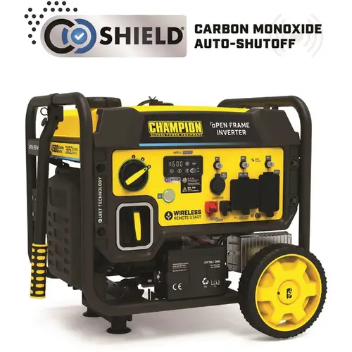 4500-Watt Remote Start Gasoline Powered Open Frame Inverter Generator with CO Shield Yellow