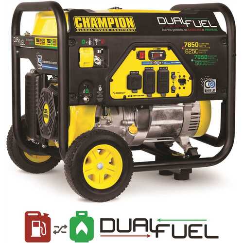 Champion Power Equipment 100592 6250-Watt Gas and Propane Powered Dual-Fuel Portable Generator with CO Shield Technology