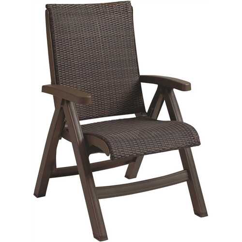 Grosfillex US356037 Java Bronze All Weather Wicker Folding Outdoor Dining Chair