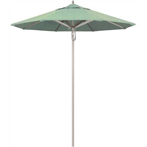 7.5 ft. Silver Aluminum Commercial Market Patio Umbrella with Pulley Lift in Spa Sunbrella