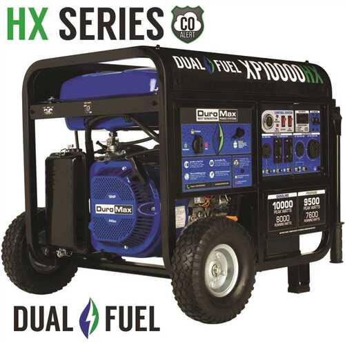 DUROMAX XP10000HX 10000/8000-Watt Dual Fuel Electric Start Gasoline/Propane Portable Home Power Back Up Generator with CO Alert Shutdown