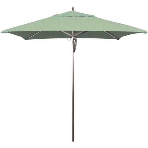 California Umbrella 194061507537 7.5 ft. Square Silver Aluminum Commercial Market Patio Umbrella with Pulley Lift in Spa Sunbrella