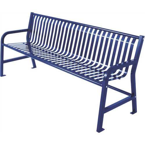National Brand Alternative 398-8000-16 Plaza 6 ft. Blue Steel Strap Bench with Back