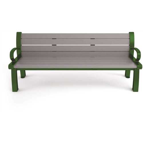 National Brand Alternative 289-1128-6 Heritage 6 ft. Gray Planks with Green Frame Recycled Plastic Bench