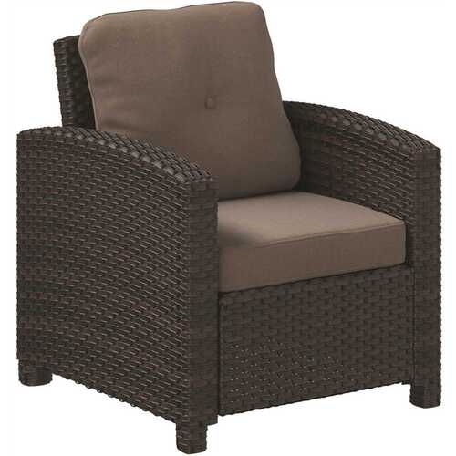 Patio Sense 63361 Miles Stationary Wicker Outdoor Lounge Chair with Beige Cushion
