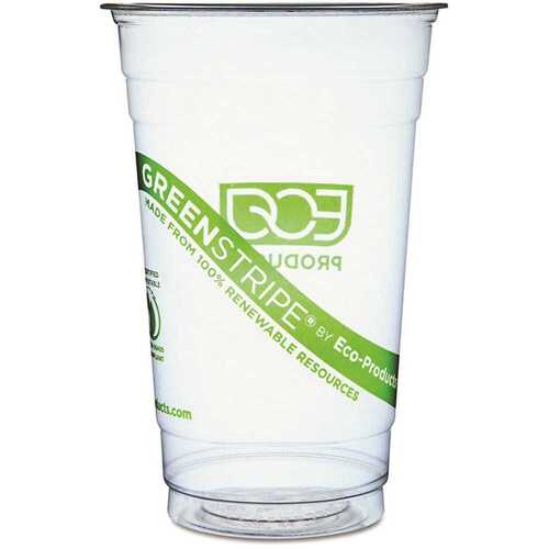 Eco-Products, Inc EP-CC20-GS 20 oz. Green Stripe Renewable and Compostable Cold Cups Clear - pack of 1000