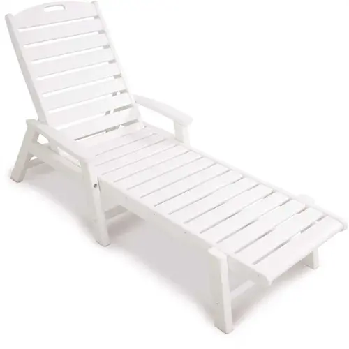 Trex Outdoor Furniture TXC2280CW Yacht Club Classic White Plastic Outdoor Patio Stackable Chaise Lounge Chair