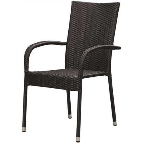 Patio Sense 63166 Morgan Stacking Resin Wicker Outdoor Dining Chair in Black