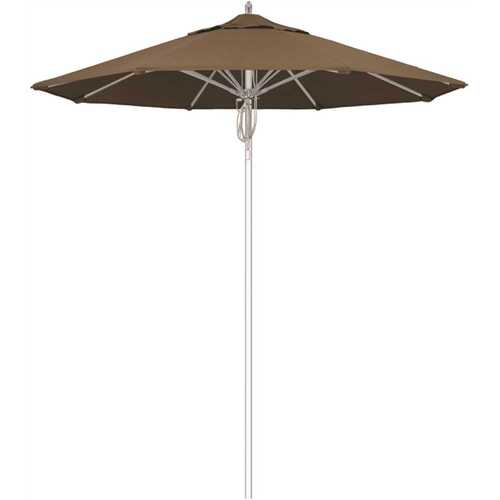 California Umbrella 194061508909 7.5 ft. Silver Aluminum Commercial Market Patio Umbrella Fiberglass Ribs and Pulley Lift in Cocoa Sunbrella