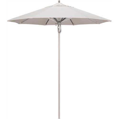 California Umbrella 194061507681 7.5 ft. Silver Aluminum Commercial Market Patio Umbrella with Pulley Lift in Natural Sunbrella