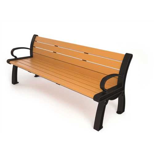 National Brand Alternative 289-1127-1 Heritage 5 ft. Cedar Planks with Black Frame Recycled Plastic Bench Yellow/Gold