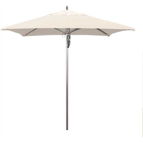 California Umbrella 194061507506 7.5 ft. Square Silver Aluminum Commercial Market Patio Umbrella with Pulley Lift in Natural Sunbrella