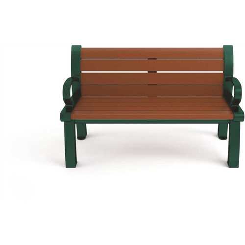 National Brand Alternative 289-1026-4 Heritage 4 ft. Brown Planks with Green Frame Recycled Plastic Bench