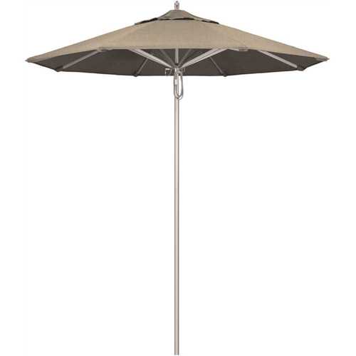 California Umbrella 194061507636 7.5 ft. Silver Aluminum Commercial Market Patio Umbrella with Pulley Lift in Spectrum Dove Sunbrella