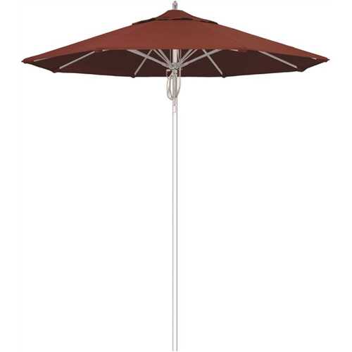 California Umbrella 194061508831 7.5 ft. Silver Aluminum Commercial Market Patio Umbrella Fiberglass Ribs and Pulley Lift in Henna Sunbrella