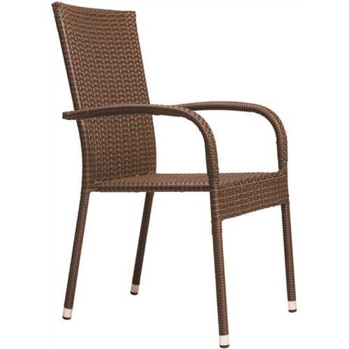 Morgan Stacking Resin Wicker Outdoor Dining Chair in Mocha