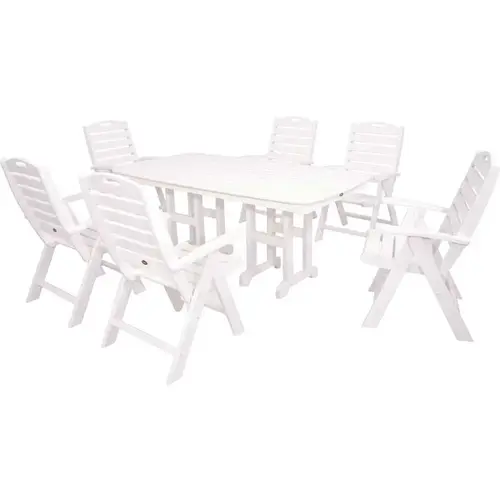 Trex Outdoor Furniture TXS103-1-CW Yacht Club Classic White High Back Plastic Outdoor Patio Dining Set