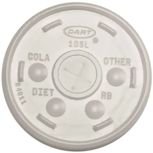 DART 10SL 10 Series Translucent Straw Slotted Lid White - pack of 1000
