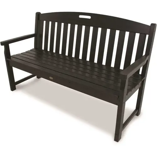 Trex Outdoor Furniture TXB60CB Yacht Club 60 in. Plastic Outdoor Bench in Charcoal Black