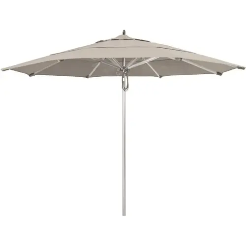 11 ft. Silver Aluminum Commercial Market Patio Umbrella with Pulley Lift in Granite Sunbrella