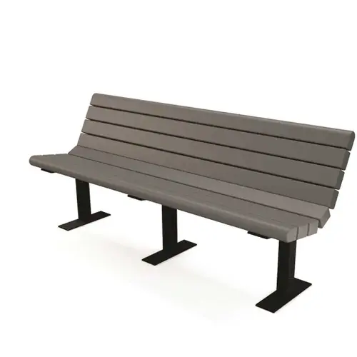 Jameson 6 ft. Gray Surface Mount Recycled Plastic Bench Grey