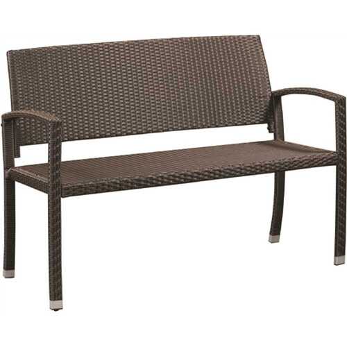 Miles 47 in. 2-Person Mocha All Weather Wicker Outdoor Patio Bench